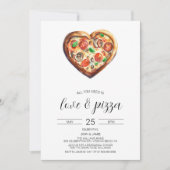 Liefde & Pizza Uitnodiging, Verloving Douche Kaart (Voorkant)