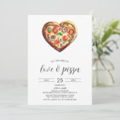 Liefde & Pizza Uitnodiging, Verlovingsfeest Kaart (Staand voorkant)