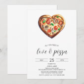 Liefde & Pizza Uitnodiging, Verlovingsfeest Kaart (Voorkant / Achterkant)