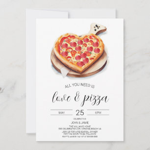 Liefde & Pizza Uitnodiging, Verlovingsfeest voor k Kaart