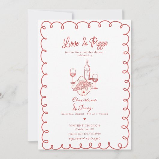 Liefde & Pizza | Whimsical  Koppel Bruisbad Kaart (Voorkant)