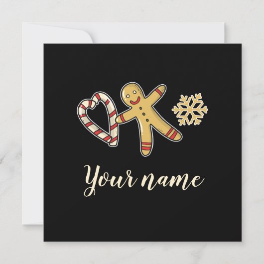 Liefde plat kaartje van een kerstman van koek (Voorkant)