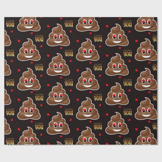 Liefde poep emoji Valentijnsdag inpakpapier (Vlak)