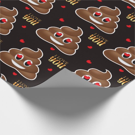 Liefde poep emoji Valentijnsdag inpakpapier (Hoek)