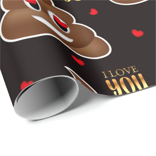 Liefde poep emoji Valentijnsdag inpakpapier (Rol Hoek)