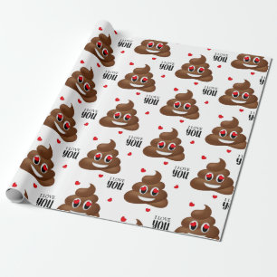 Liefde poep emoji Valentijnsdag inpakpapier