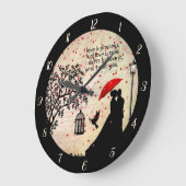 Liefde poëzie zwarte witte  elegante harten   grote klok (Hoek)