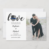 Liefde politie wetshandhaving bruiloft foto save the date (Voorkant)