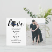 Liefde politie wetshandhaving bruiloft foto save the date (Staand voorkant)