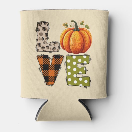 LIEFDE - Pompoen en Herfst Seizoen Blikjeskoeler (Voorkant)