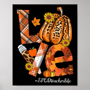LIEFDE Pompoen Leopard SPED Leraar Leven Herfst Be Poster