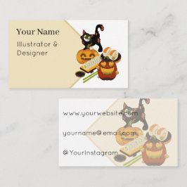 Liefde Pompoen & Stiekeme Zwarte Kat Halloween Sus Visitekaartje