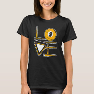 Liefde Pool Snooker Ballen Speler Biljart T-shirt