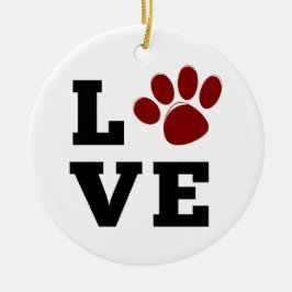 Liefde Pootafdruk Dierenliefhebber Hond Liefhebber Keramisch Ornament