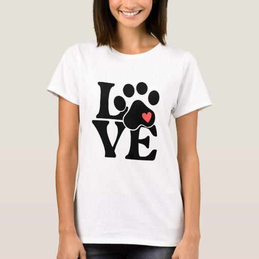 Liefde Pootafdruk Huisdierliefhebber Cadeau T-shirt (Voorkant)