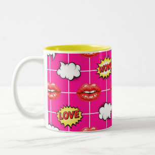 Liefde, Pop Art, door Natasha Us Tweekleurige Koffiemok