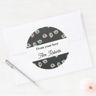 Liefde praat patroon grijs ronde sticker