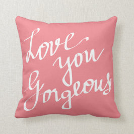 Liefde: prachtige White Pink Script Typografie Kussen
