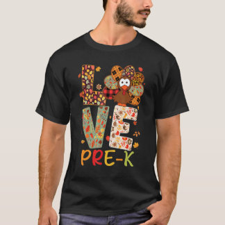 Liefde Pre K Kalkoen Luipaard Fijne Thanksgiving P T-shirt