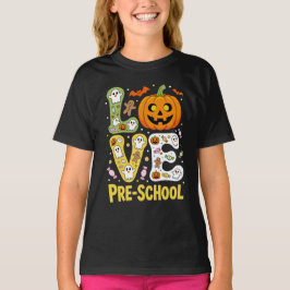 Liefde Preschool Halloween Leraar Geest Pompoen T-shirt