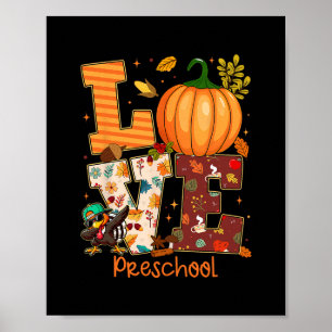 Liefde Preschool Leraar Turkije Thanksgiving Herfs Poster