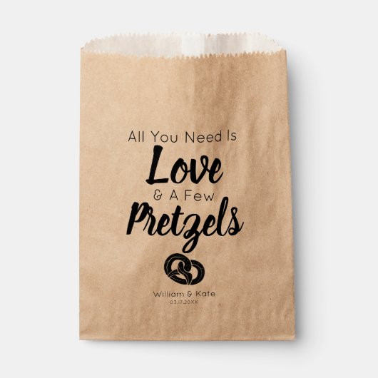 Liefde Pretzel Treat Bruiloft Favor Bag Bedankzakje (Voorkant)