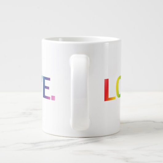 Liefde, pride lgbt lgbtq homo queer regenboogkleur grote koffiekop (Achterkant)