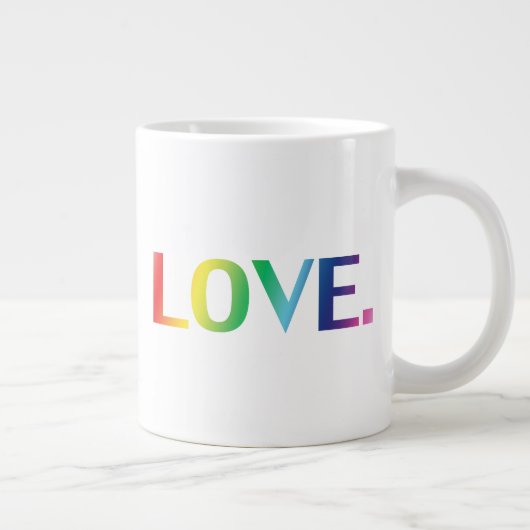 Liefde, pride lgbt lgbtq homo queer regenboogkleur grote koffiekop (Rechts)