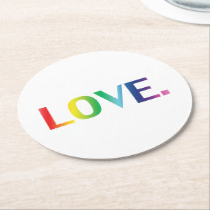 Liefde, pride lgbt lgbtq homo queer regenboogkleur ronde kartonnen onderzetter