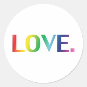 Liefde, pride lgbt lgbtq regenboogkleuren wit ronde sticker
