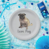 Liefde Pug Papieren Bordje (Feest)