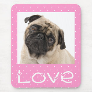 Liefde Pug Puppies Hond Roze Stippen Muismat