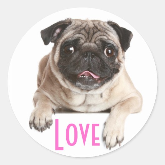 Liefde Pug Puppy Dog Groet Stickers (Voorkant)