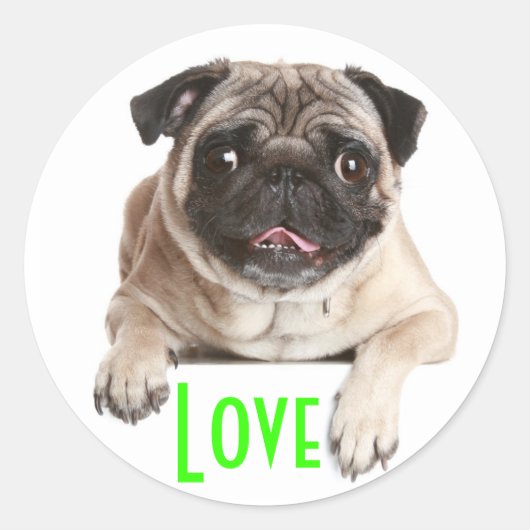 Liefde Pug Puppy Dog Groet Stickers (Voorkant)