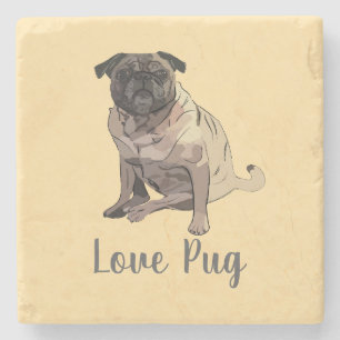 Liefde Pug Stenen Onderzetter