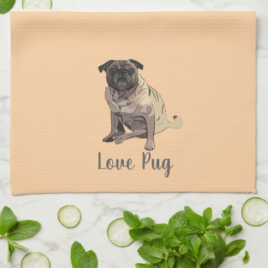 Liefde Pug Theedoek (Gevouwen)