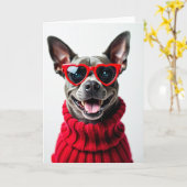 Liefde Puppy Hart Bril Kaart (Gele Bloem)