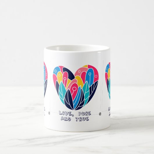 Liefde, puur en waar koffiemok (Center)