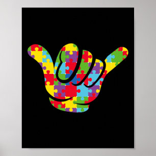 Liefde Puzzel Hand Gebarentaal Autisme Bewustzijn  Poster