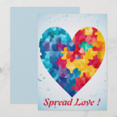 Liefde Puzzel Regenboog Hart Gepersonaliseerd Feestdagenkaart (Voorkant / Achterkant)