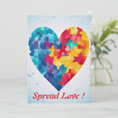 Liefde Puzzel Regenboog Hart Gepersonaliseerd Feestdagenkaart (Staand voorkant)