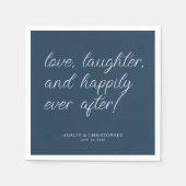 Liefde Quote Minimale Typografische Navy Blauwe Co Servet (Voorkant)