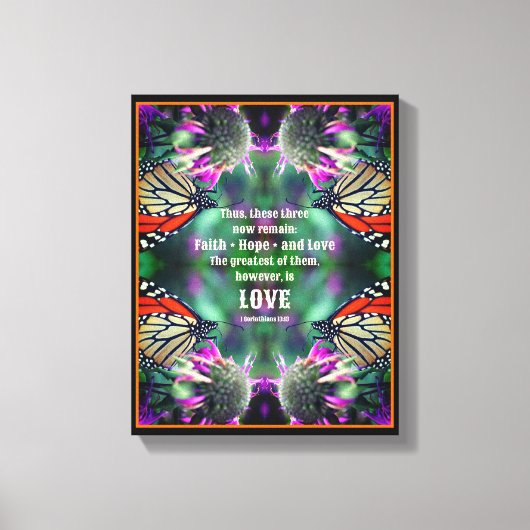 Liefde Quote Monarch Vlinder Inspirerend Canvas Afdruk (Voorkant)