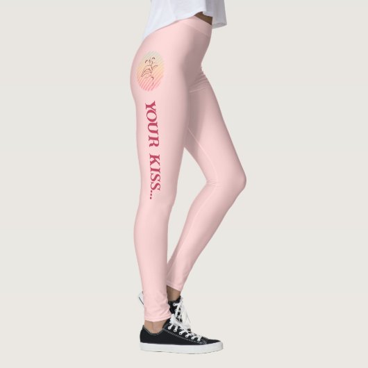 Liefde Quote Romantische Kus Roze Leggings (Rechts)