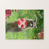 Liefde Raccoon Animal Valentijnsdag Holiday Legpuzzel (Horizontaal)
