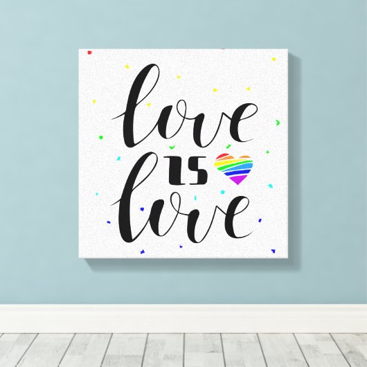 Liefde | Rainboogharten Canvas Afdruk (Insitu (Houten vloer))