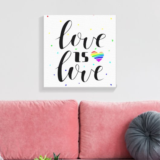Liefde | Rainboogharten Canvas Afdruk (Insitu (Woonkamer))