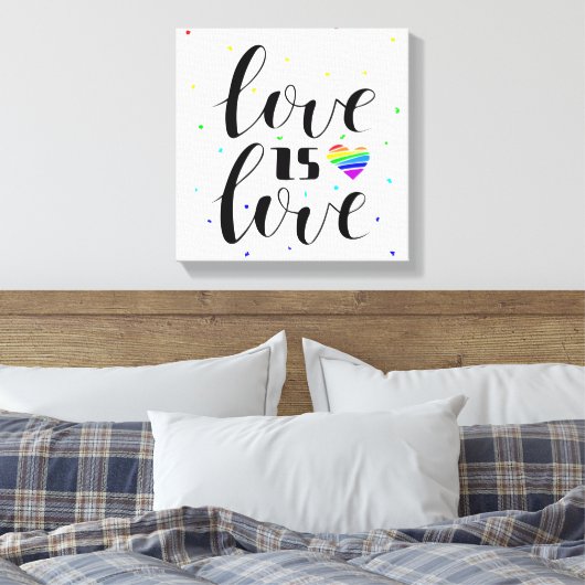 Liefde | Rainboogharten Canvas Afdruk (Insitu (Slaapkamer))