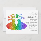 Liefde | Rainbow Glitter Lesbian Wedding Kaart (Voorkant)