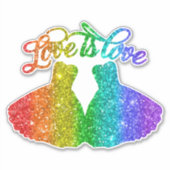 Liefde | Rainbow Glitter Lesbian Wedding Sticker (Voorkant)